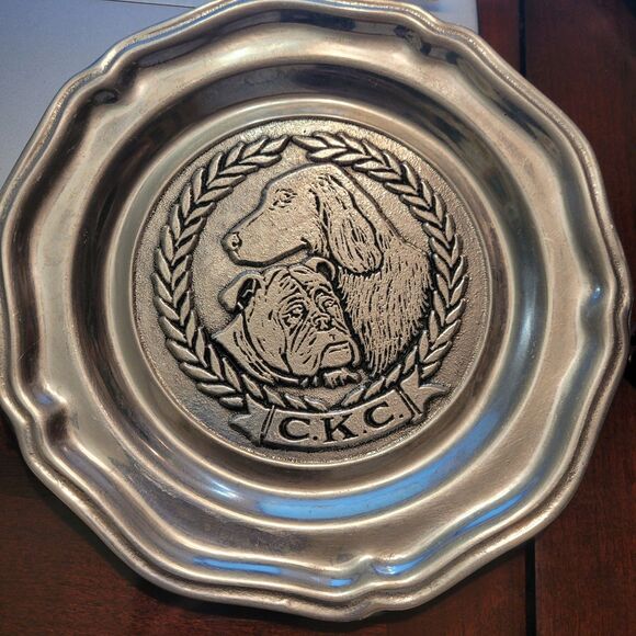 Vintage Continental Kennel Club Wilton Pewter 7" Dog Decorative Plate C.K.C. - Picture 1 of 3